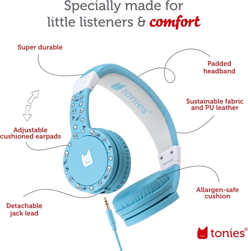 Tonies سماعات رأس قابلة للطي للأطفال - مصممة بشكل مريح لتناسب الأذن - تعمل مع Toniebox 1 وجميع أجهزة 3.5mm - أزرق فاتح - Image 4